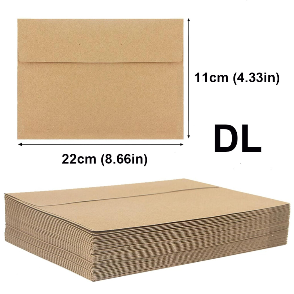 Brown Kraft DL Envelopes 100-Pack (120GSM)